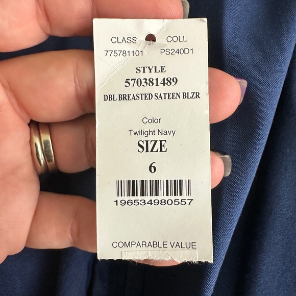 NWT White House Black Market Double-Breasted Sateen Blazer Twilight Navy #WHBM19 - Picture 4 of 8